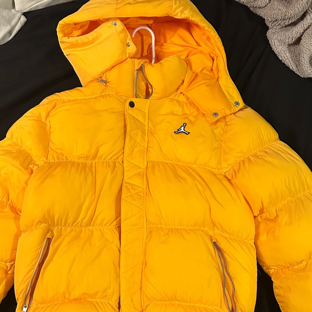 Jordan Bright Yellow Hooded Puffer Jacket